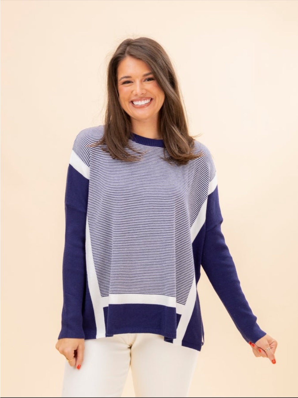 Artsal. Perfect Knit Color Block Sweater. Blue. Size Sm.